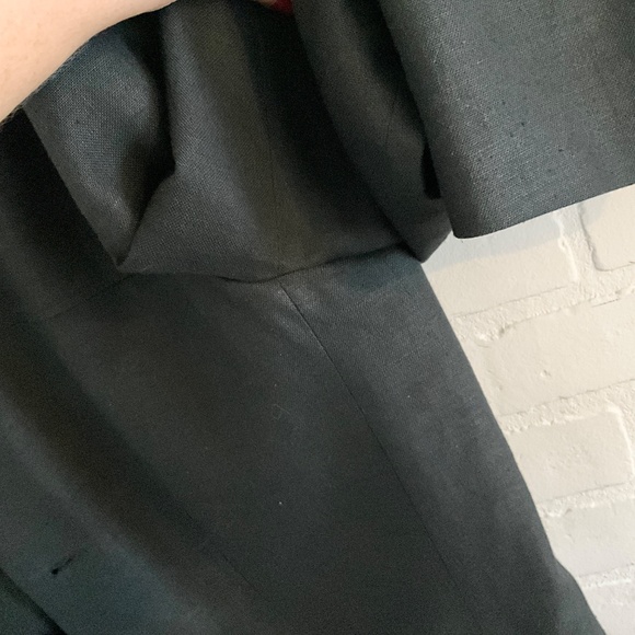 Vintage Men’s blazer overcoat Linen blend Button down Angelico Litrico Black 46L - Picture 9 of 15